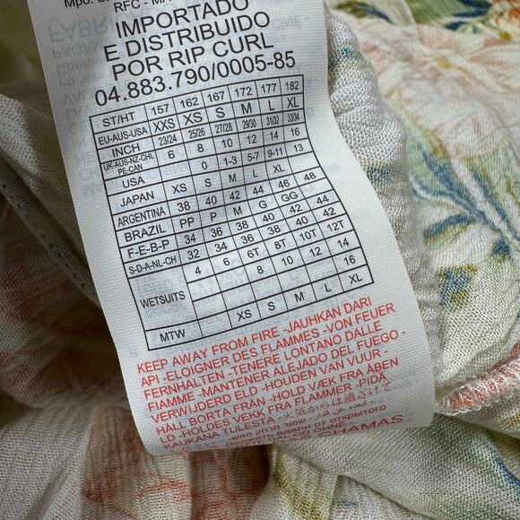 Rip Curl NWT Sol Seeker Maxi Dress Floral White Size L Smocked Hawaiian Tropical - Picture 9 of 12